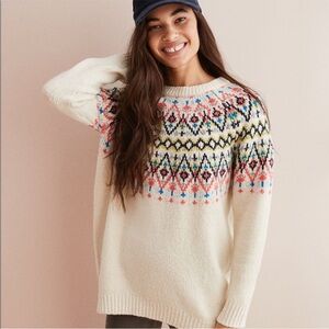Aerie Oversized Colorful Fair Isle Sweater Size XL